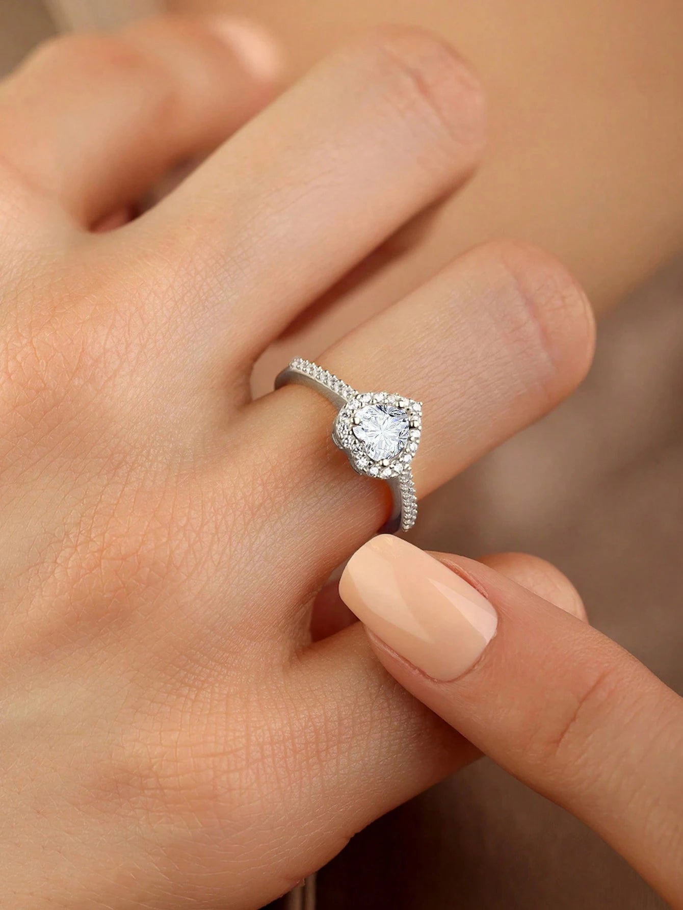 Love Heart Ring Real 925 Sterling Silver